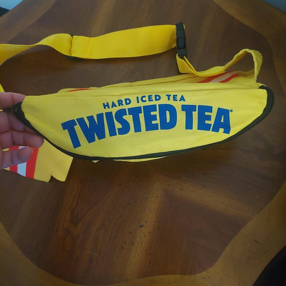 Twisted Tea Hard Iced Tea Yellow Fanny Pack With Koozie Eagle Red White and Blue - Picture 4 of 7